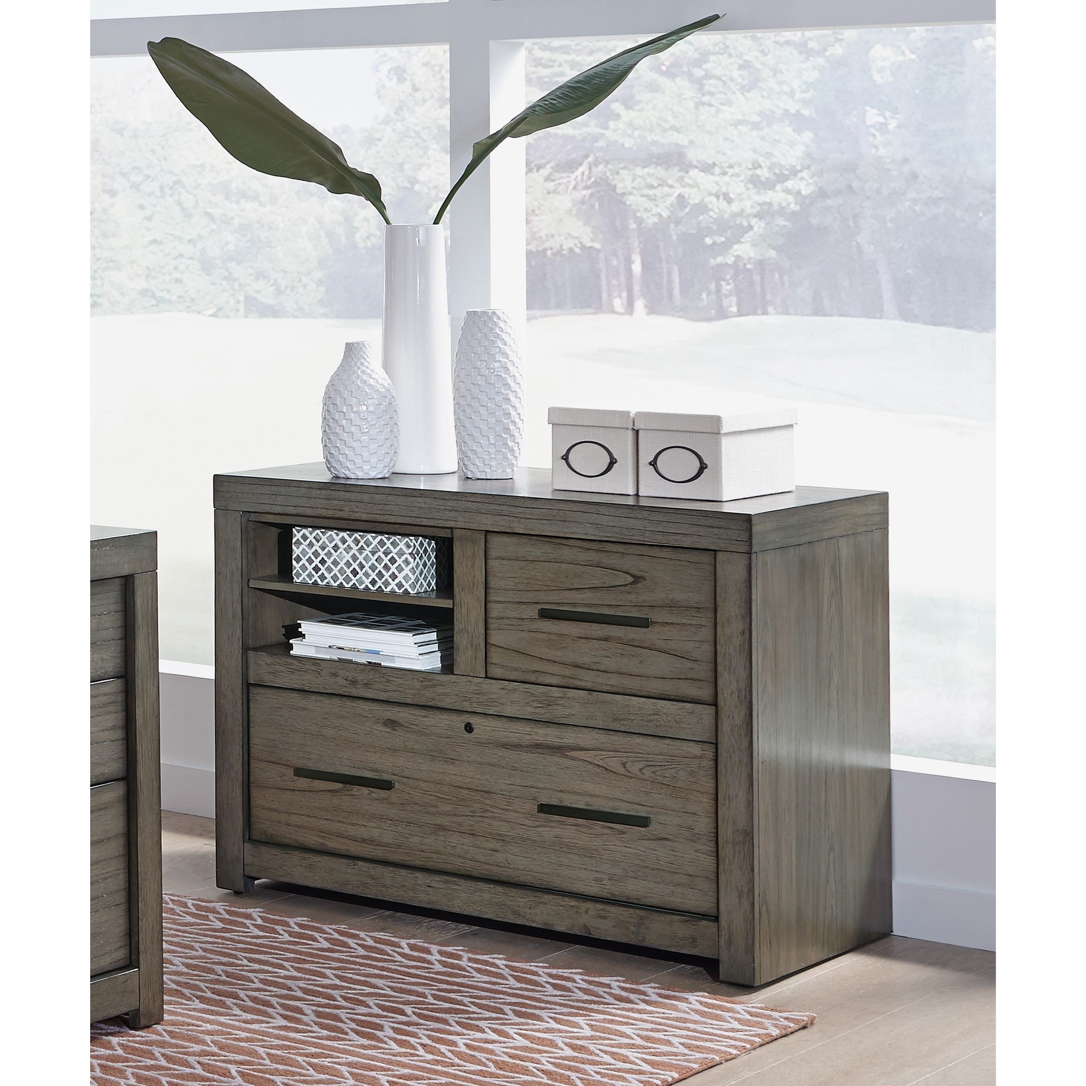 Birch Home Modern Loft Contemporary Combo File with Locking File and Two Shelves Sprintz